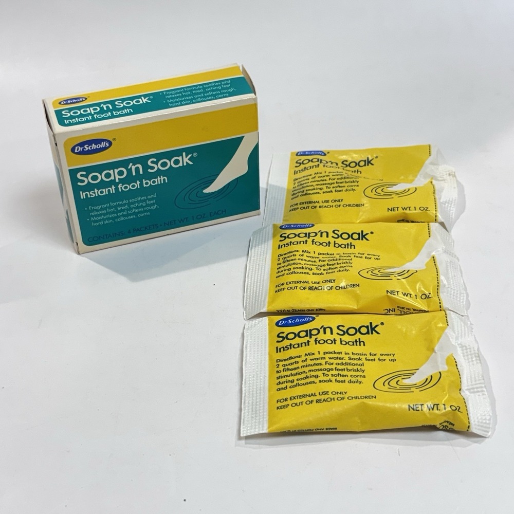 Dr Scholl's Soap 'n Soak Instant Foot Bath 3x 1oz pkgs‎ IOB NOS